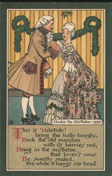 Under the Mistletoe 1750 - Yuletide Couple in Period Attire Postcard