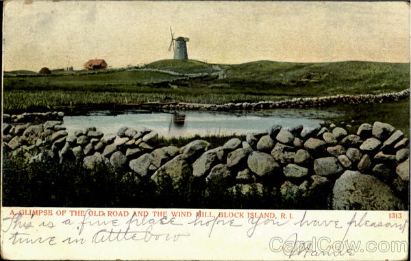 A Glimpse Of The Old Road And The Wind Mill Block Island Rhode Island