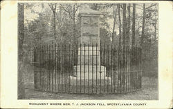 Monument Where Gen. T. J. Jackson Fell Postcard