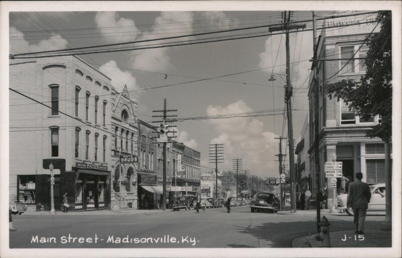 Main Street Madisonville KY - Vintage 1940s Real Photo Kentucky