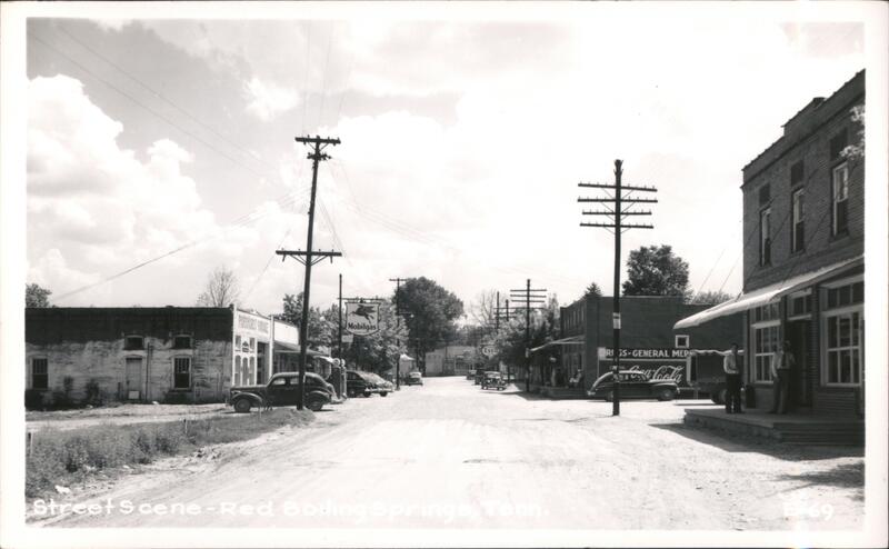 Red Boiling Springs TN Street Scene Main Street Vintage 1940s Tennessee