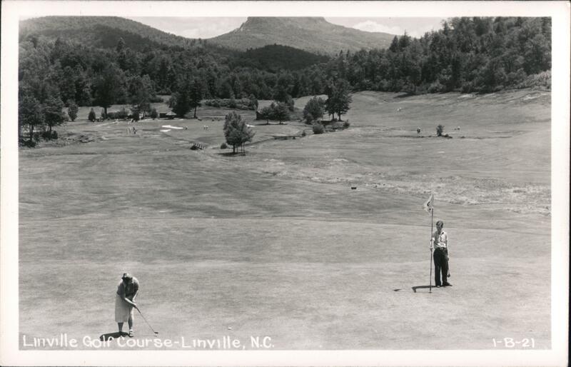 Linville Golf Course, Two Golfers on Green North Carolina