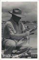 "Harry Pop" Reeling in a Tarpon Postcard