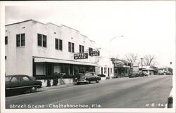 Hotel Dixon and Cafe, Street Scene Postcard