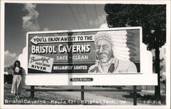 Bristol Caverns Billboard, Route 421, Woman in Skirt Postcard