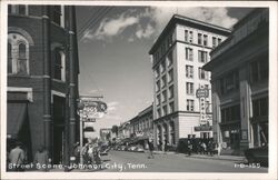 Street Scene - Jones Vance Drugs - Johnson City, TN Postcard