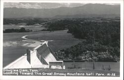 Douglas Dam, Looking Toward Great Smoky Mountains Postcard
