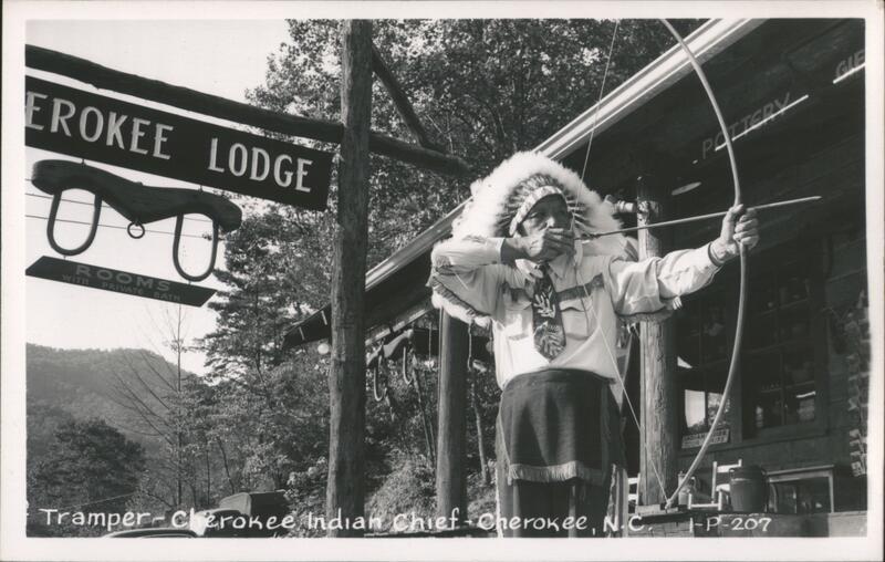 Rare: Tramper, Cherokee Indian Chief with Bow and Arrow North Carolina