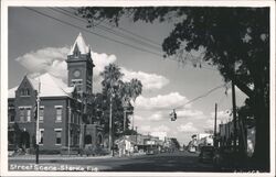Street Scene with Courthouse, Starke, Florida Postcard