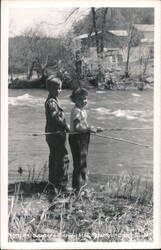 Vintage Photo: Children Fishing at Lloyd's Mill Creek Postcard