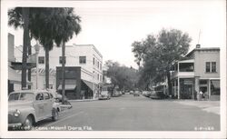 Vintage Street Scene with Taxi, Mount Dora, Florida Postcard
