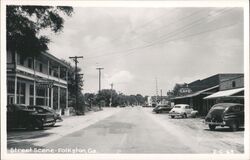 Folkston GA Street Scene McDonald House Cafe Cars Vintage Photo Postcard
