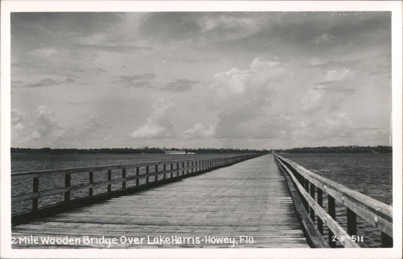 2-Mile Wooden Bridge Over Lake Harris, Howey, FL Florida
