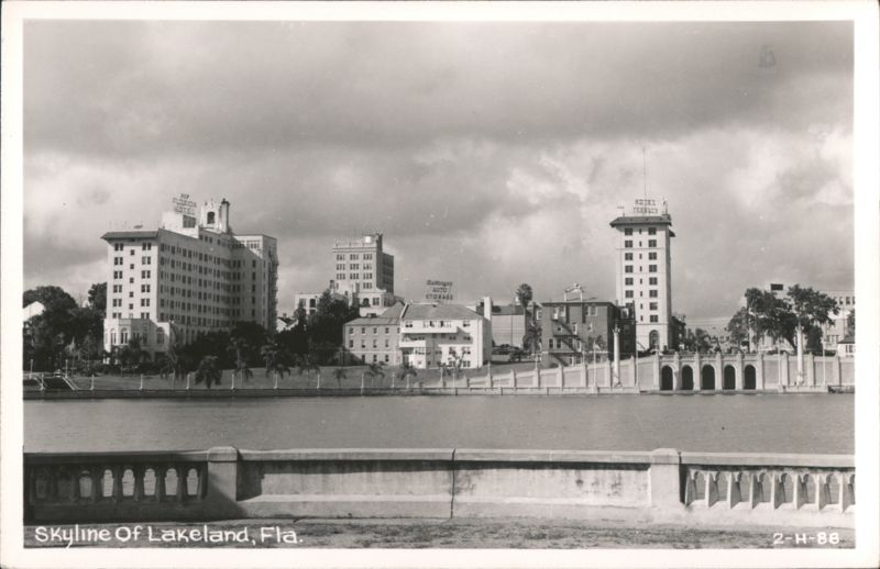 Lakeland Florida Skyline with New Florida and Terrace Hotels