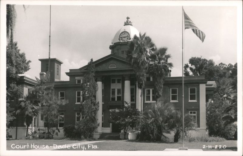 Dade City Courthouse with Clock Tower and American Flag Florida