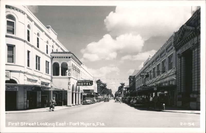 First Street East, Fort Myers, FL - Bradford Hotel and Businesses Florida