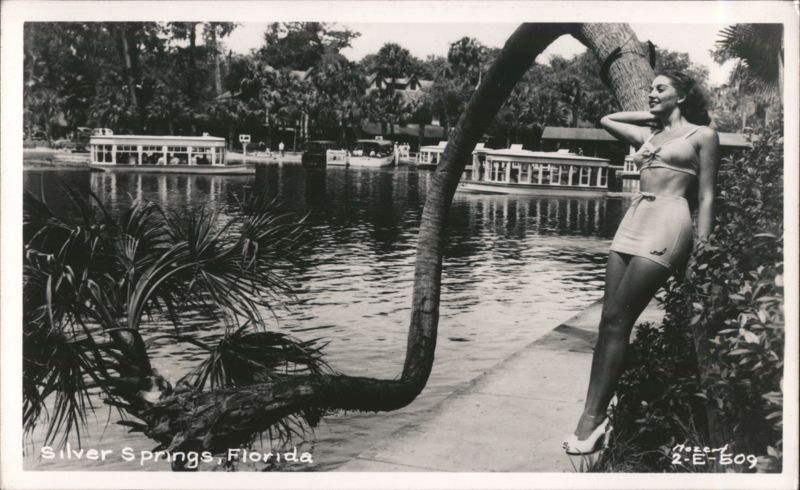 Woman in Bathing Suit by the Water at Silver Springs, Florida