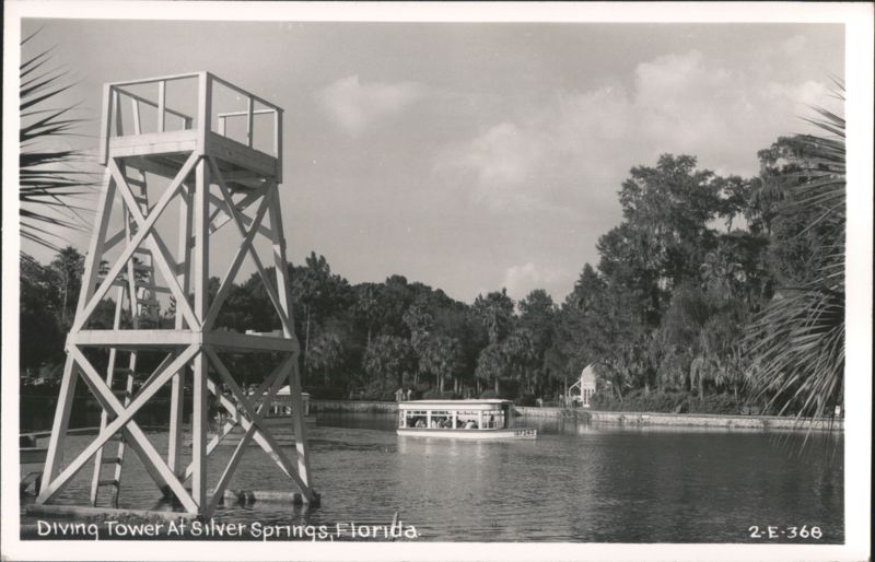 Diving Tower and Glass-Bottom Boat at Silver Springs, Florida