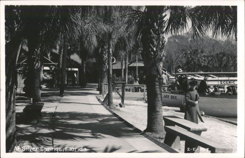 Woman by Scenic Jay Dee Boat at Silver Springs, Florida
