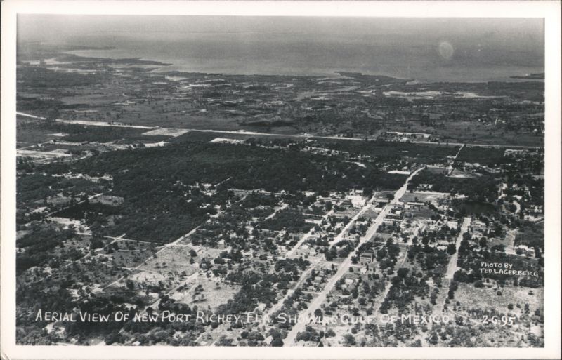 Aerial View of New Port Richey, Florida Showing the Gulf of Mexico