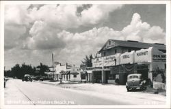 Madiera Beach, Florida Street Scene with Shops and Cars Postcard