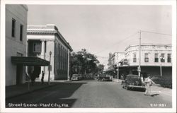 Plant City Florida Street Scene with Central Pharmacy and Capitol Theatre Postcard
