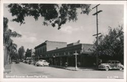 Avon Park, Florida Street Scene with Vintage Cars Postcard