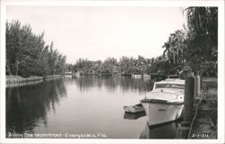 Boats Docked on the Barron River in Everglades City, Florida Postcard