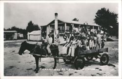 Children Riding Mule-Drawn Wagon at Lewis Plantation Postcard
