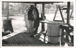 Making a Wooden Barrel at Lewis Turpentine Still and Plantation Postcard