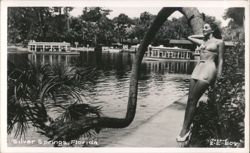 Woman in Bathing Suit by the Water at Silver Springs, Florida Postcard