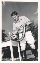 Ross Allen Milking Diamondback Rattlesnake Postcard