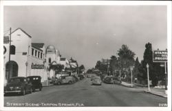 Street Scene with Cars and Businesses, Tarpon Springs, FL Postcard