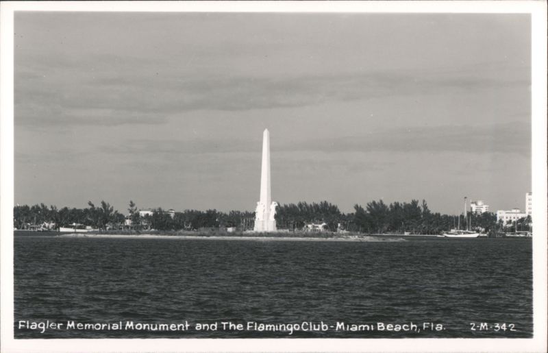 Flagler Memorial Monument and The Flamingo Club Miami Beach Florida