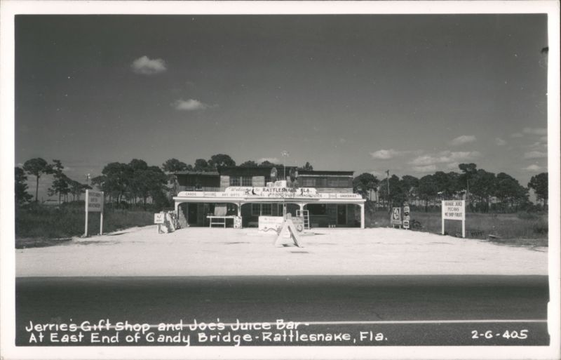 Jerries Gift Shop and Joe's Juice Bar at Gandy Bridge Rattlesnake Florida