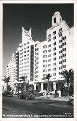 Miami Beach Hotels Along Collins Ave Postcard