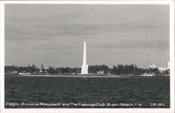 Flagler Memorial Monument and The Flamingo Club Postcard