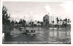 Scene On Indian Creek Near The Roney Plaza Hotel Postcard