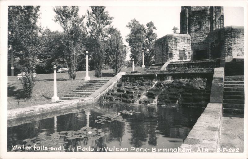 Waterfalls and Lily Pads in Vulcan Park Birmingham Alabama