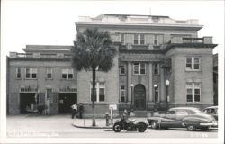 City Hall,  Harley Davidson Police Firemen Postcard