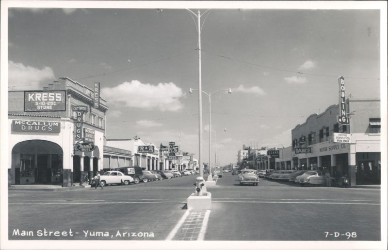 Main Street Scene with Kress, McCallum Drugs, Sears Yuma Arizona