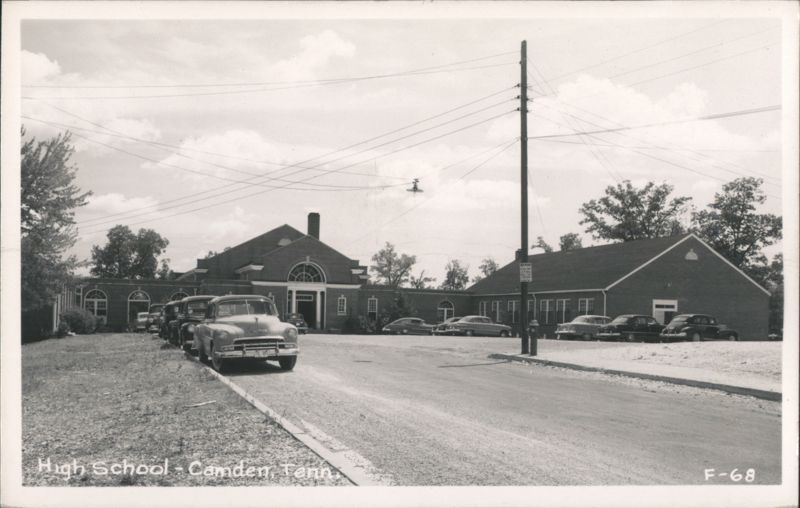 High School with Cars Parked Outside Camden Tennessee