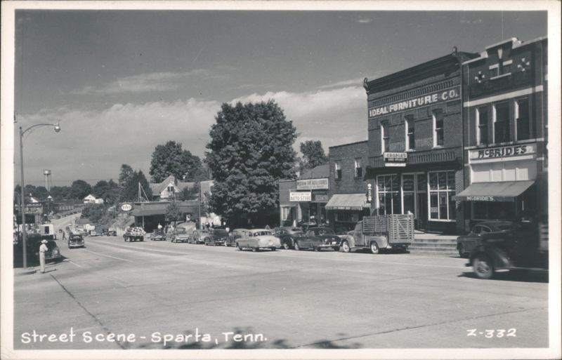 Street Scene with Ideal Furniture Co. and McBride's Sparta Tennessee