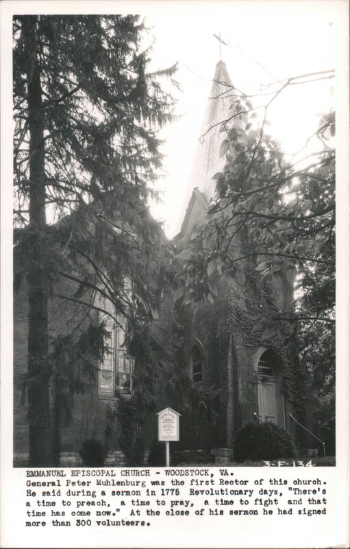 Emmanuel Episcopal Church, General Peter Muhlenburg First Rector Woodstock Virginia