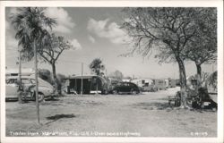 Trailer Park with Vintage Cars and Trailers Postcard