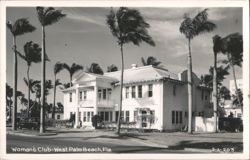 Woman's Club Building with Palm Trees Postcard