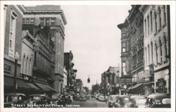 Street Scene with Vintage Cars and Buildings Postcard