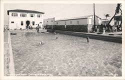 Municipal Pool with Swimmers Postcard