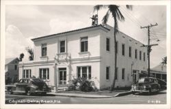 City Hall Building with Vintage Cars and Palm Tree Postcard