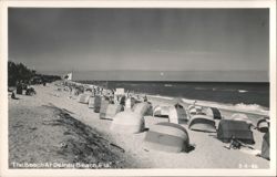 Beach Scene with Hooded Cabanas Postcard